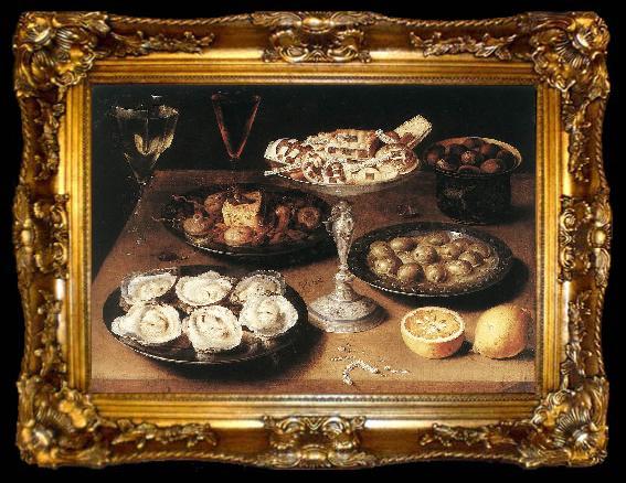 framed  BEERT, Osias Still-Life with Oysters and Pastries, ta009-2